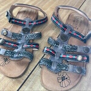 L'ARTISTE Spring Step Sandals Jerlene Gray Multicolored Leather Shoes